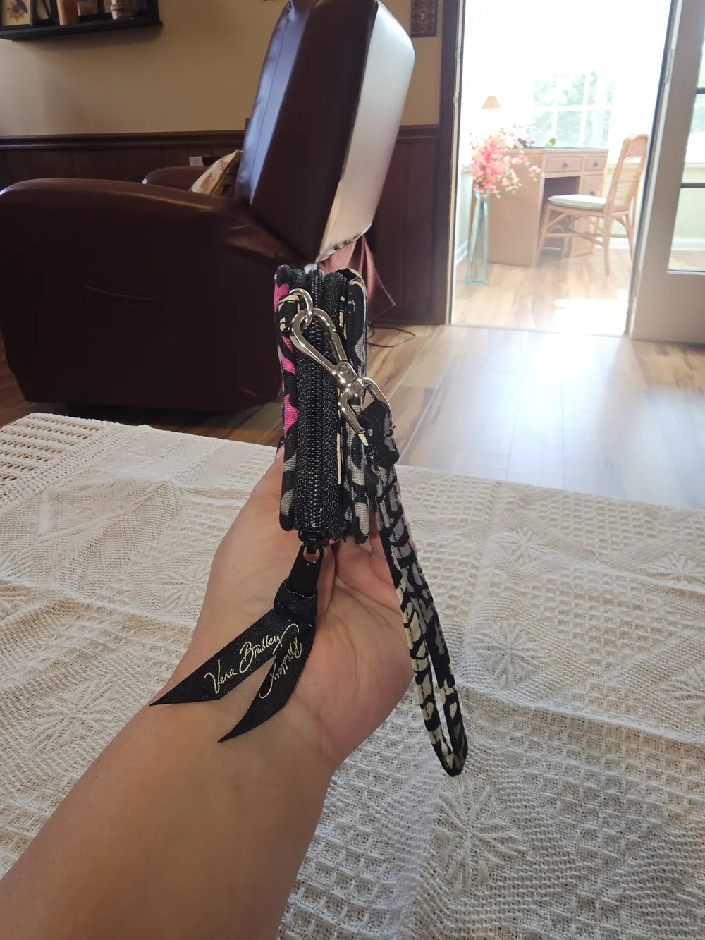 Vera Bradley Black, White & Pink Quilted Wristlet - Picture 6 of 11